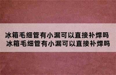 冰箱毛细管有小漏可以直接补焊吗 冰箱毛细管有小漏可以直接补焊吗